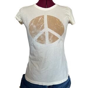 T Party Peace Sign Fitted T-Shirt Short Sleeve Crew Lightweight Size Large
